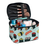 Colorful Sushi And Rolls Pattern Print Travel Makeup Bag