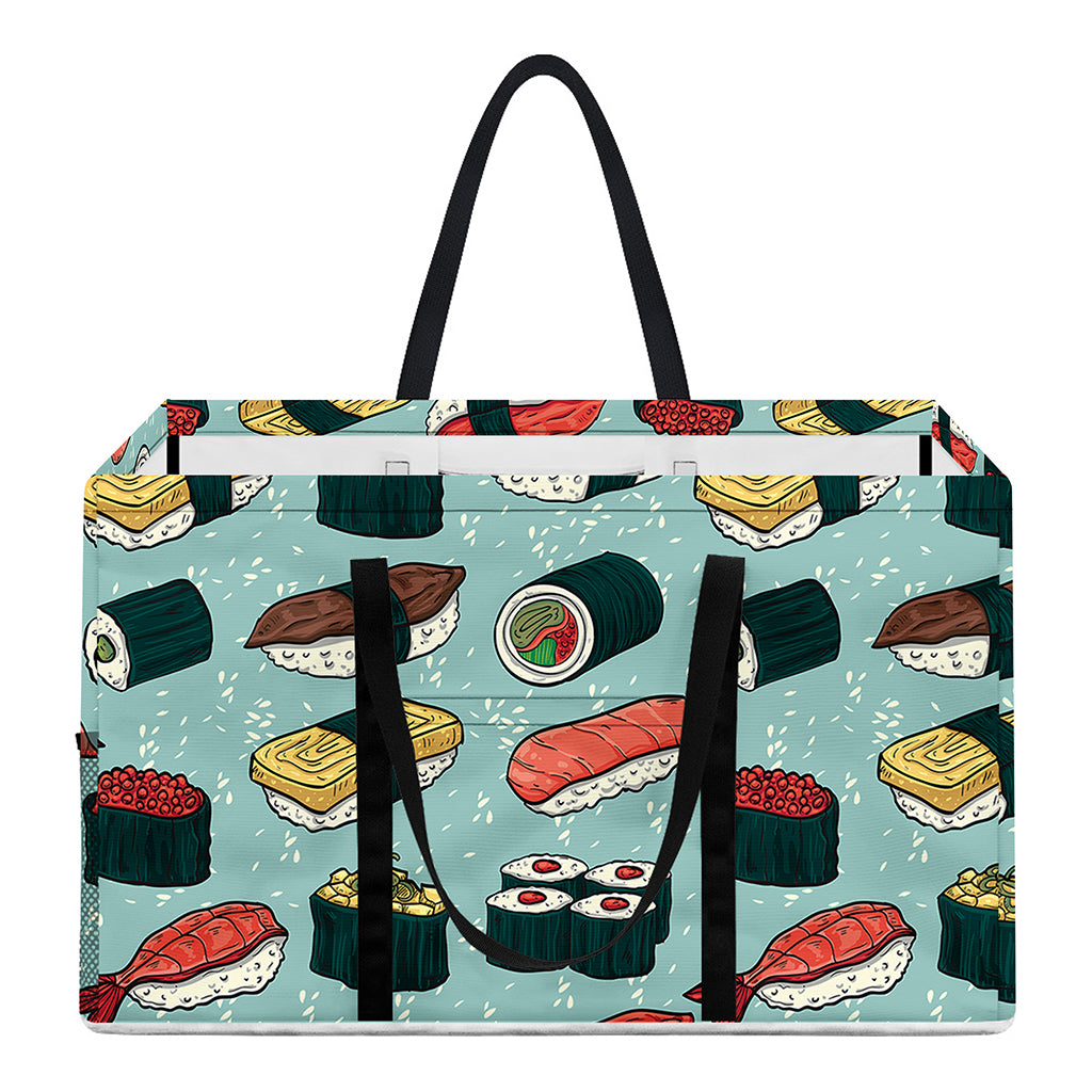 Colorful Sushi And Rolls Pattern Print Utility Tote Bag