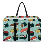 Colorful Sushi And Rolls Pattern Print Utility Tote Bag