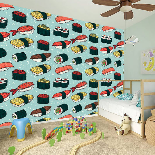 Colorful Sushi And Rolls Pattern Print Wall Sticker