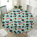 Colorful Sushi And Rolls Pattern Print Waterproof Round Tablecloth