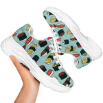 Colorful Sushi And Rolls Pattern Print White Chunky Shoes