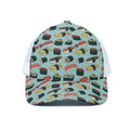 Colorful Sushi And Rolls Pattern Print White Mesh Trucker Hat