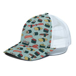 Colorful Sushi And Rolls Pattern Print White Mesh Trucker Cap