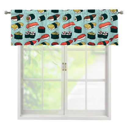 Colorful Sushi And Rolls Pattern Print Window Valance