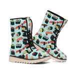 Colorful Sushi And Rolls Pattern Print Winter Boots