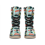 Colorful Sushi And Rolls Pattern Print Winter Boots