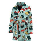 Colorful Sushi And Rolls Pattern Print Women's Bathrobe