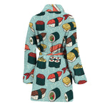 Colorful Sushi And Rolls Pattern Print Women's Bathrobe