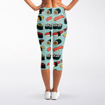 Colorful Sushi And Rolls Pattern Print Women's Capri Leggings