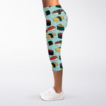Colorful Sushi And Rolls Pattern Print Women's Capri Leggings