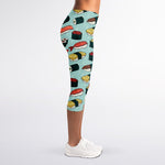 Colorful Sushi And Rolls Pattern Print Women's Capri Leggings