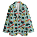 Colorful Sushi And Rolls Pattern Print Women's Cotton Blazer
