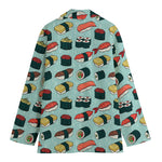 Colorful Sushi And Rolls Pattern Print Women's Cotton Blazer