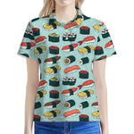 Colorful Sushi And Rolls Pattern Print Women's Polo Shirt