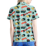 Colorful Sushi And Rolls Pattern Print Women's Polo Shirt