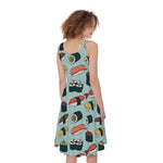 Colorful Sushi And Rolls Pattern Print Women's Sleeveless Dress