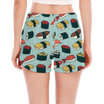 Colorful Sushi And Rolls Pattern Print Women's Split Running Shorts