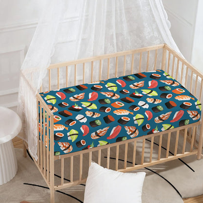 Colorful Sushi Pattern Print Baby Crib Sheet