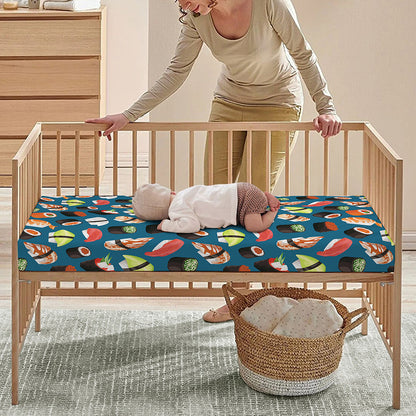 Colorful Sushi Pattern Print Baby Crib Sheet