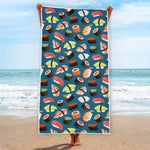 Colorful Sushi Pattern Print Beach Towel