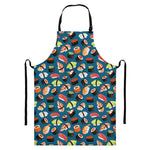 Colorful Sushi Pattern Print Bib Apron With Pocket