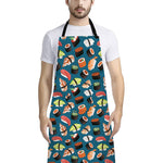 Colorful Sushi Pattern Print Bib Apron With Pocket
