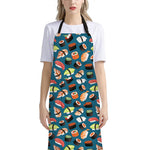 Colorful Sushi Pattern Print Bib Apron With Pocket