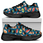 Colorful Sushi Pattern Print Black Chunky Shoes
