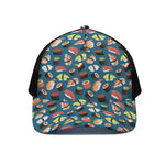 Colorful Sushi Pattern Print Black Mesh Trucker Cap