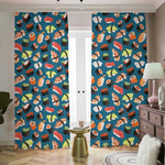 Colorful Sushi Pattern Print Blackout Pencil Pleat Curtains