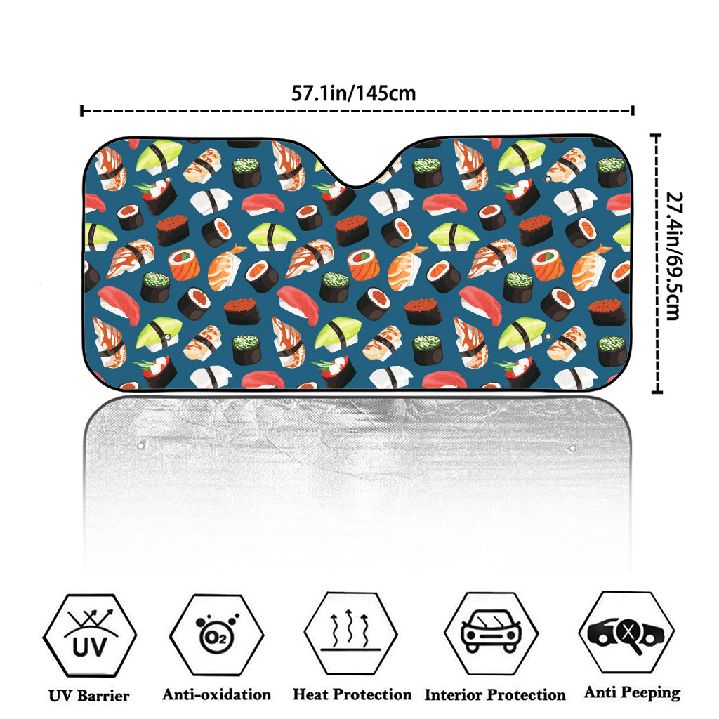 Colorful Sushi Pattern Print Car Windshield Sun Shade