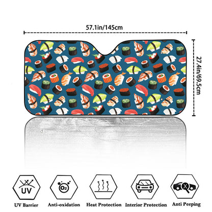 Colorful Sushi Pattern Print Car Windshield Sun Shade