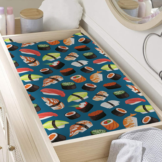 Colorful Sushi Pattern Print Changing Pad Cover