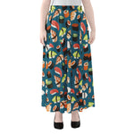 Colorful Sushi Pattern Print Chiffon Maxi Skirt