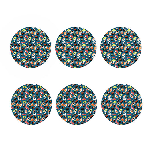 Colorful Sushi Pattern Print Coaster Set