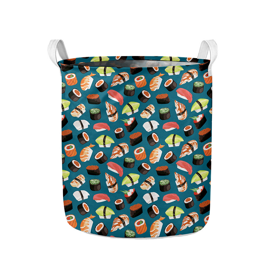 Colorful Sushi Pattern Print Collapsible Laundry Basket