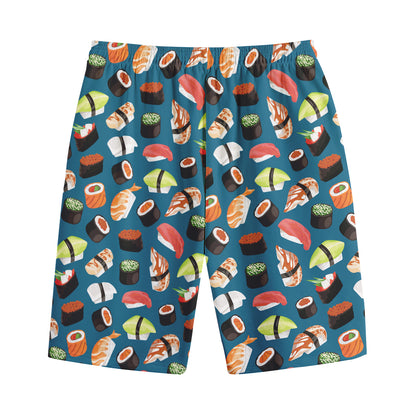 Colorful Sushi Pattern Print Cotton Shorts