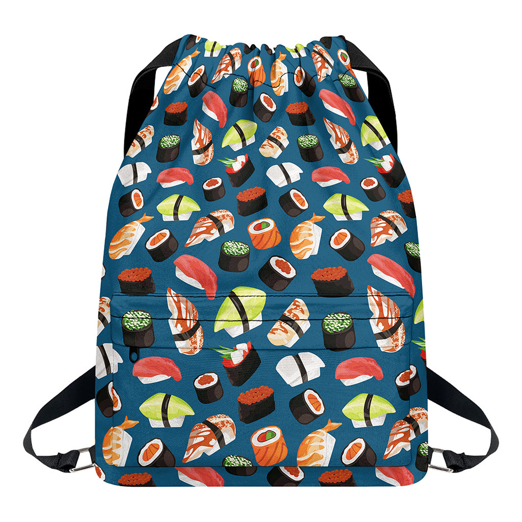 Colorful Sushi Pattern Print Drawstring Backpack