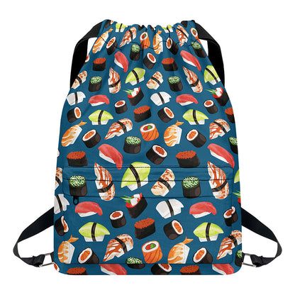 Colorful Sushi Pattern Print Drawstring Backpack