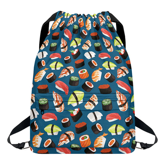 Colorful Sushi Pattern Print Drawstring Backpack