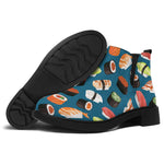 Colorful Sushi Pattern Print Flat Ankle Boots