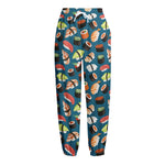 Colorful Sushi Pattern Print Fleece Lined Knit Pants