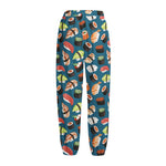 Colorful Sushi Pattern Print Fleece Lined Knit Pants