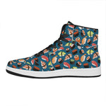 Colorful Sushi Pattern Print High Top Leather Sneakers