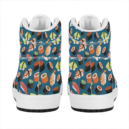 Colorful Sushi Pattern Print High Top Leather Sneakers