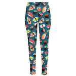 Colorful Sushi Pattern Print High-Waisted Pocket Leggings