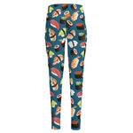 Colorful Sushi Pattern Print High-Waisted Pocket Leggings
