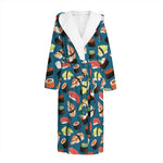 Colorful Sushi Pattern Print Hooded Bathrobe