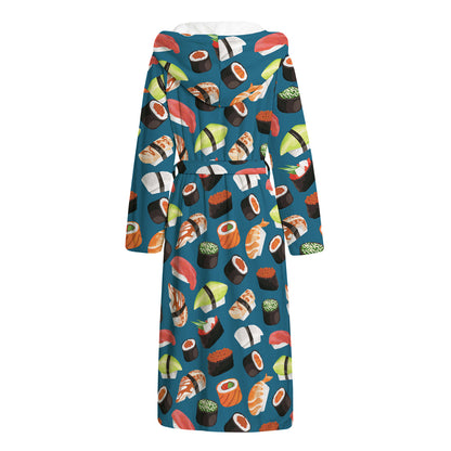 Colorful Sushi Pattern Print Hooded Bathrobe